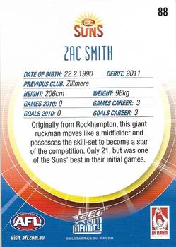 2011 Select AFL Infinity - Promos #88 Zac Smith Back